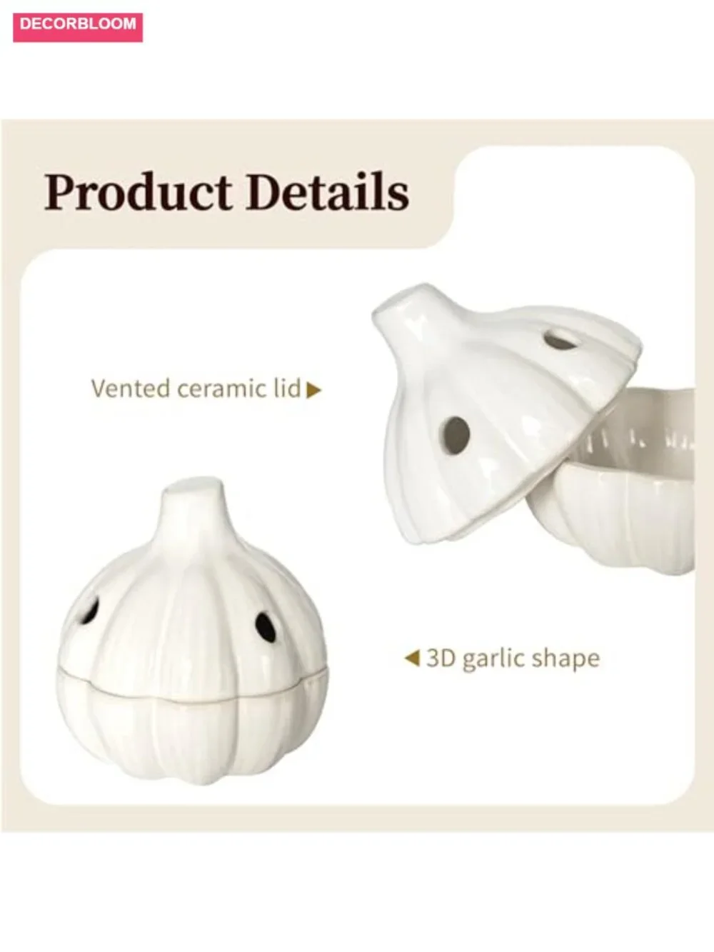 Ceramic Garlic Keeper Storage Jar with Vented Lid